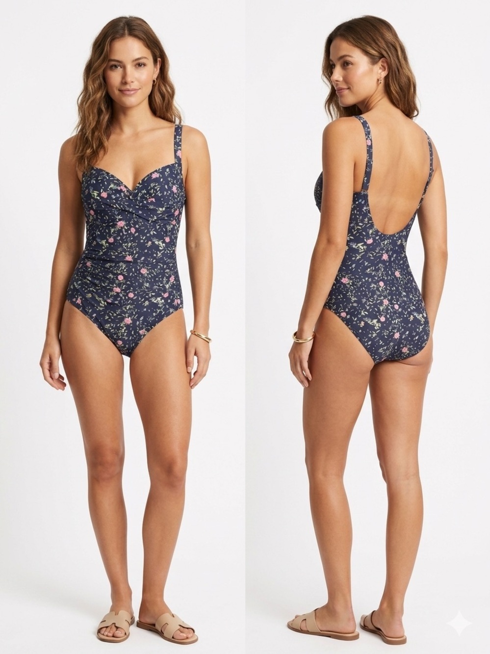 Onshore Floral Twist Front One Piece Swimsuit Size 16